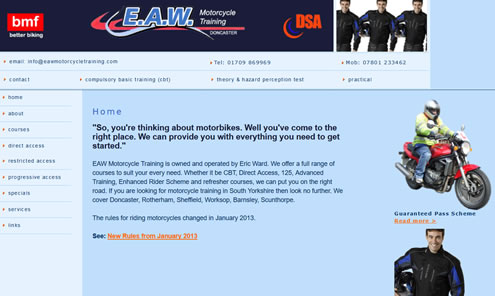 EAN Motorcycle Training website